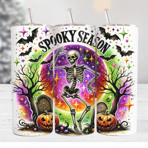 Halloween Skeleton 20 oz Tumbler Wrap Skinny Tumbler Sublimation Design