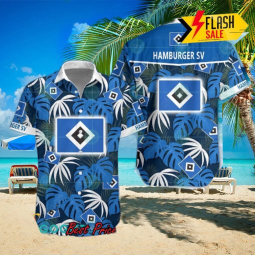 Hamburger SV Big Logo Tropical Leaves Hawaiian Shirt