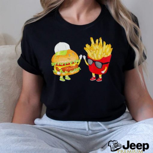 Hamburger fries high five cool fun combo snacks shirt