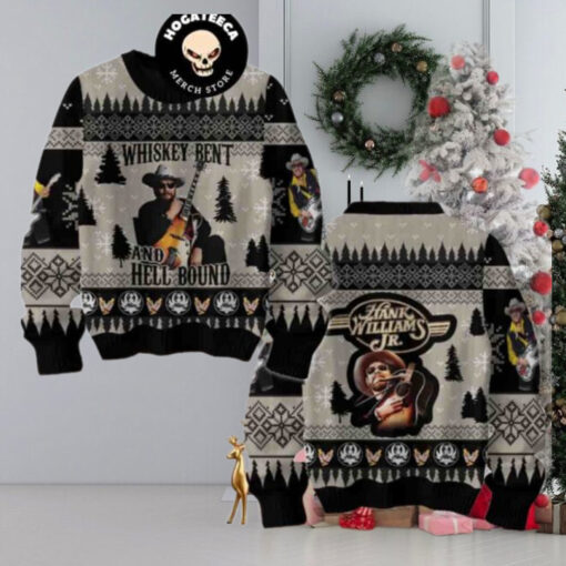 Hank Williams Jr Whiskey Bent And Hell Bound Christmas Sweater Chirstmas Gifts 2024 Xmas For Family And Friends Ugly Sweater