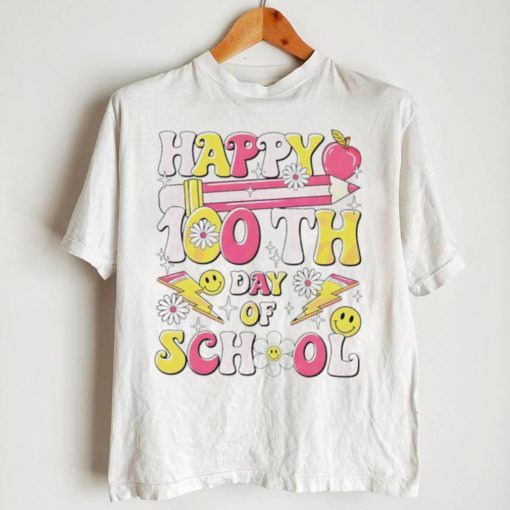 Happy 100th day of school teacher appreciation smiley shirt