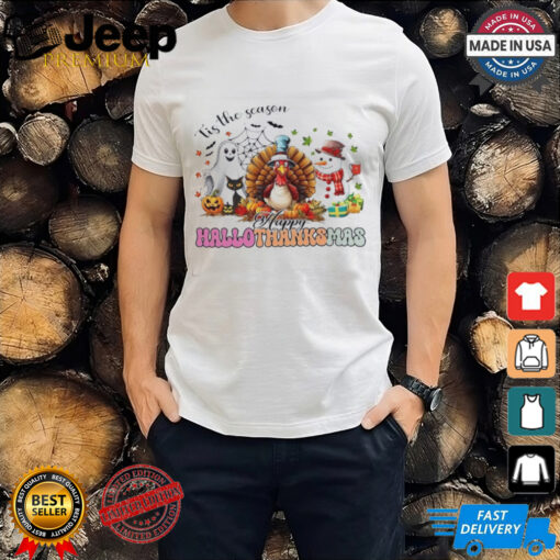 Happy Hallothanksmas Funny Halloween Thanksgiving Christmas Shirt