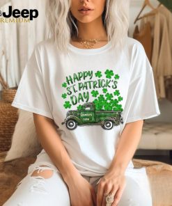 Happy St Patrick’s Day Shamrock Farm Truck Print Casual Shirt