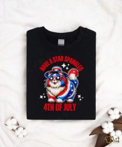 Have a star spangled 4th of July cat flag shirt