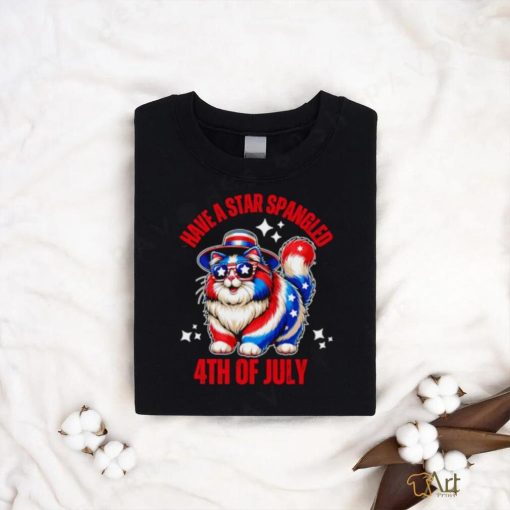 Have a star spangled 4th of July cat flag shirt