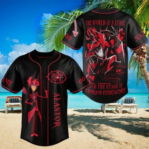 Hazbin Hotel Alastor The World Is Stage And The Stage Is A World Of Entertainment Custom Baseball Jersey