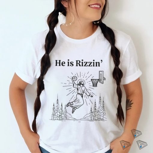 He Is Rizzin Funny Kids Easter Day Jesus Playing Basketball T Shirt