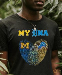 Heart My Dna Michigan Wolverines And Detroit Lions Shirt