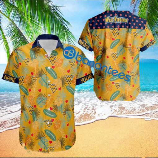 Heart Pattern West Virginia Mountaineers Personalized Hawaiian Shirt