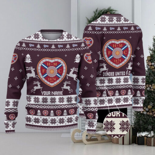 Heart of Midlothian F.C SPFL Personalized Ugly Christmas Sweater