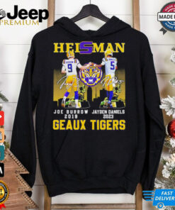 Heisman Geaux Tigers Joe Burrow x Jayden Daniels skyline signature shirt