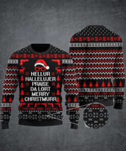 Hellur Hallelujer Praise Da Lort Merry Ugly Christmas Sweater