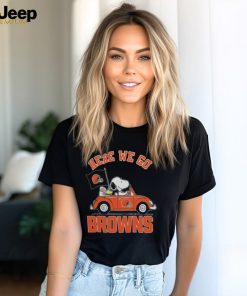 Here We Go Snoopy And Woodstock On Car Cleveland Browns T shirt