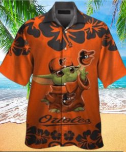 Hibiscus Baby Yoda Orioles Hawaiian Shirt – Tropical Charm For Baltimore Fans