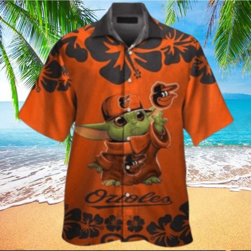 Hibiscus Baby Yoda Orioles Hawaiian Shirt – Tropical Charm For Baltimore Fans