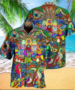Hippie Music Electric Guitar Colorful Style Hawaiian Shirt