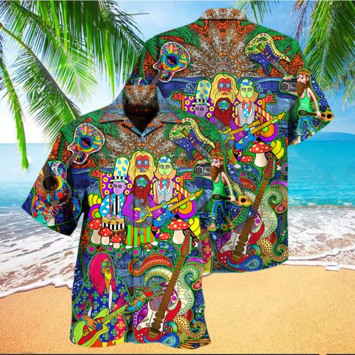 Hippie Music Electric Guitar Colorful Style Hawaiian Shirt