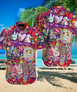 Hippie Peace Bunny Love Easter Day Hawaiian Shirt Aloha Casual Shirt For Men And Women