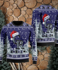 Ho Ho Ho Santa Hat Colorado Rockies Ugly Sweater Personalized