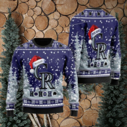 Ho Ho Ho Santa Hat Colorado Rockies Ugly Sweater Personalized