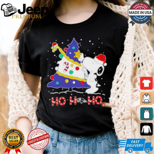 Ho Ho Ho Snoopy Woodstock Baltimore Ravens Christmas Tree Shirt