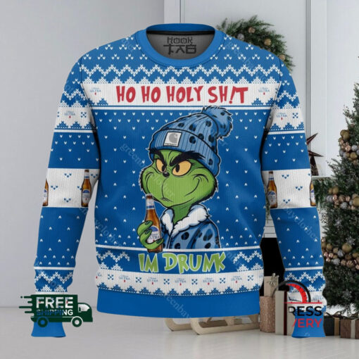 Ho Ho Holy Sh!t Im Drunk Michelob Ultra Grinch Ugly Christmas Sweater