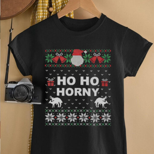 Ho ho horny reindeer ugly Christmas shirt