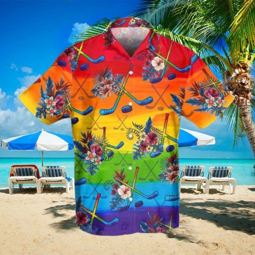 Hockey LGBT Hawaiian Shirt For Supporting LGBT, Hockey Lover Gift Idea