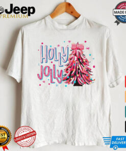 Holly Jolly Christmas tree coquette bow shirt