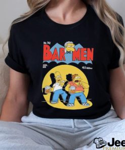 Homer Barney and Moe in the style of of a vintage Batman comic cover shirt