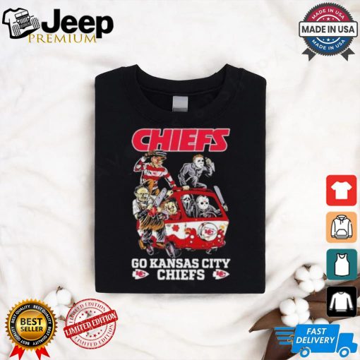 Horror Characters On Car Kansas City Chiefs Halloween Go Chiefs shirt