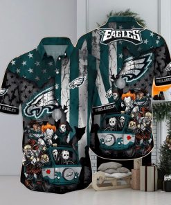 Horror Halloween Characters NFL Philadelphia Eagles Hawaiian Shirt