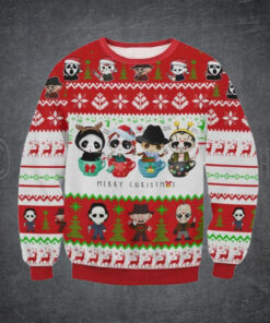 Horror Movie Cups Ugly Christmas Sweater