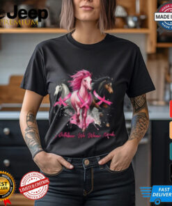 Horse Design Breast Cancer Awareness Shirt, Pink Ribbon T Shirt for Women