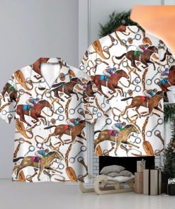 Horse Racing Colorful Horse Reins Pattern 3D Hawaiian Shirt Holiday Gift