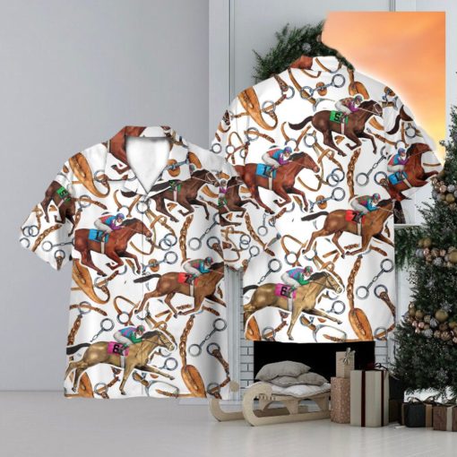 Horse Racing Colorful Horse Reins Pattern 3D Hawaiian Shirt Holiday Gift