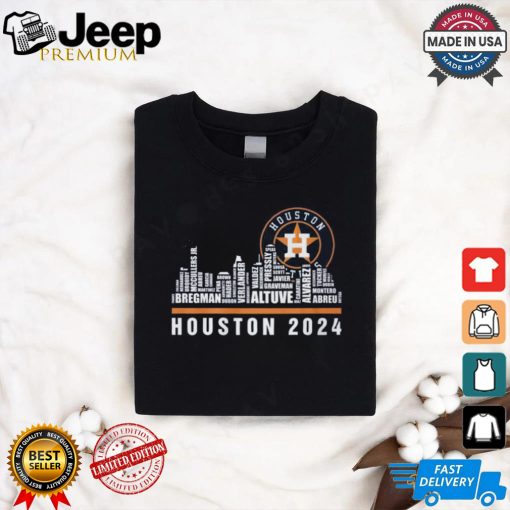 Houston 2024 Baseball Team Player Name City Skyline T Shirt