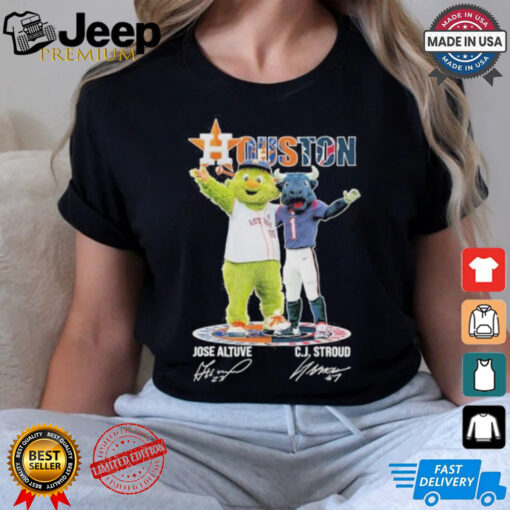 Houston Sports Teams Mascots Jose Altuve And Cj Stroud Signatures Shirt