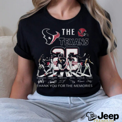 Houston Texans 25th Anniversary 1999 2024 Thank You For The Memories Signatures Shirt