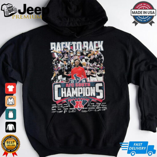 Houston Texans Back To Back 2023 2024 AFC South Champions T Shirt