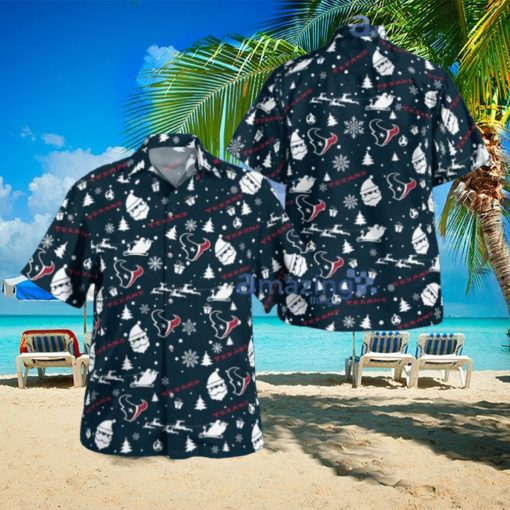 Houston Texans Christmas Pattern Button Down Tropical Hawaiian Shirt