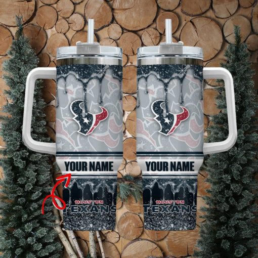 Houston Texans NFL Glitter Custom Name 40oz Stanley Tumbler