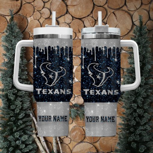 Houston Texans Personalized NFL Glitter and Diamonds Bling 40oz Stanley Tumbler