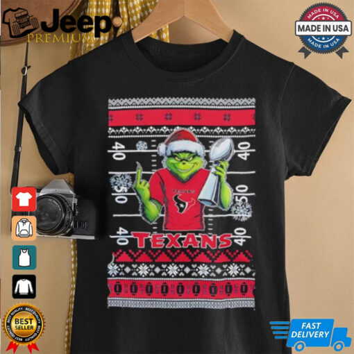 Houston Texans X Grinch Christmas with Super Bowl Trophy ugly Christmas shirt