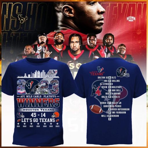 Houston texans 2023 afc wild card playoffs winners team city let’s go texans shirt