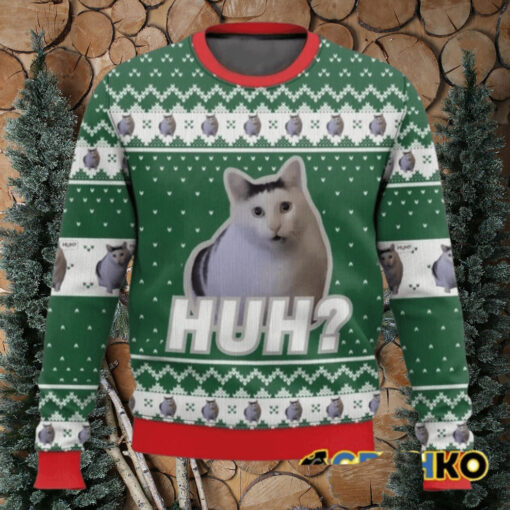 Huh Cat meme Christmas Ugly Sweater