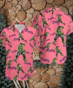 Hulk Marvel Avengers Fashion Mens Hawaiian Style Shirts Atlanta Braves