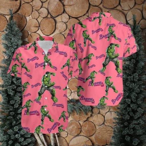 Hulk Marvel Avengers Fashion Mens Hawaiian Style Shirts Atlanta Braves