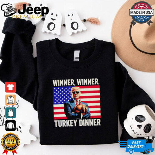 Humor Donald Trump winner winner turkey dinner Thanksgiving US flag shirt