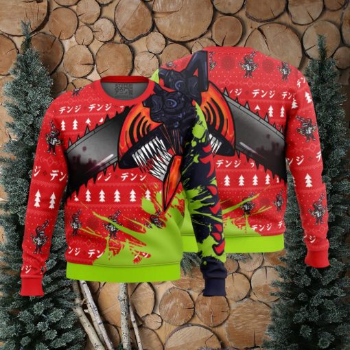 Hybrid Form Denji Chainsaw Man Ugly Christmas Sweater